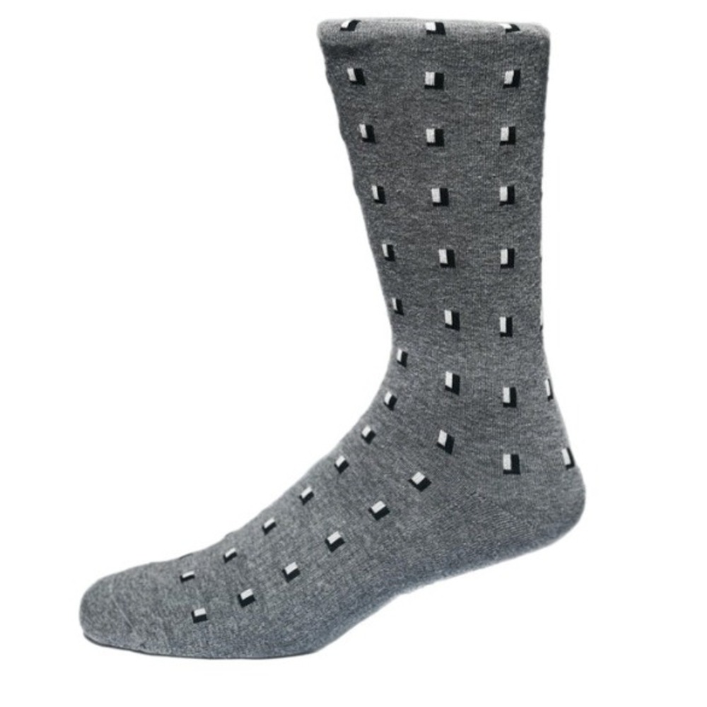 Gray Crew Cotton Socks Large Mens 10-13 Alchester Clayton Geometric Pattern NEW